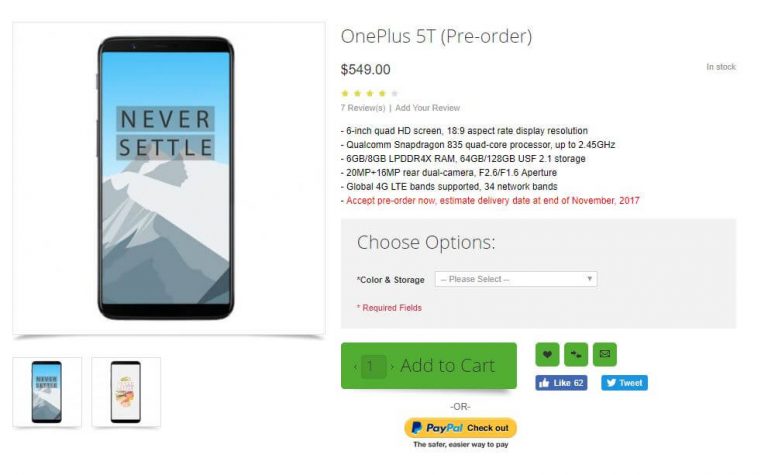 OnePlus5T reserva