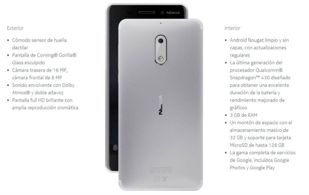especificaciones nokia 6